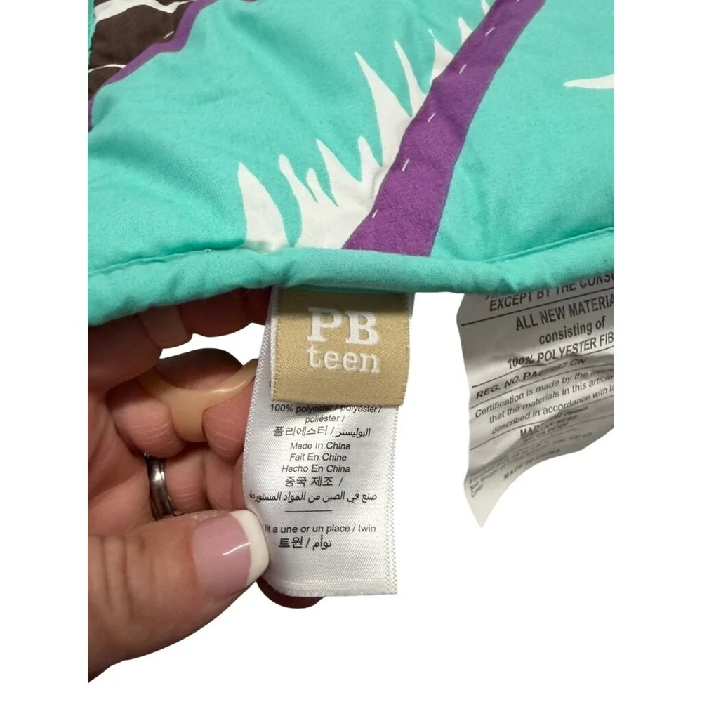 Pottery Barn Teen Twin Quilt and 1 Sham Boho Botanical Pink Teal 68x86 RARE